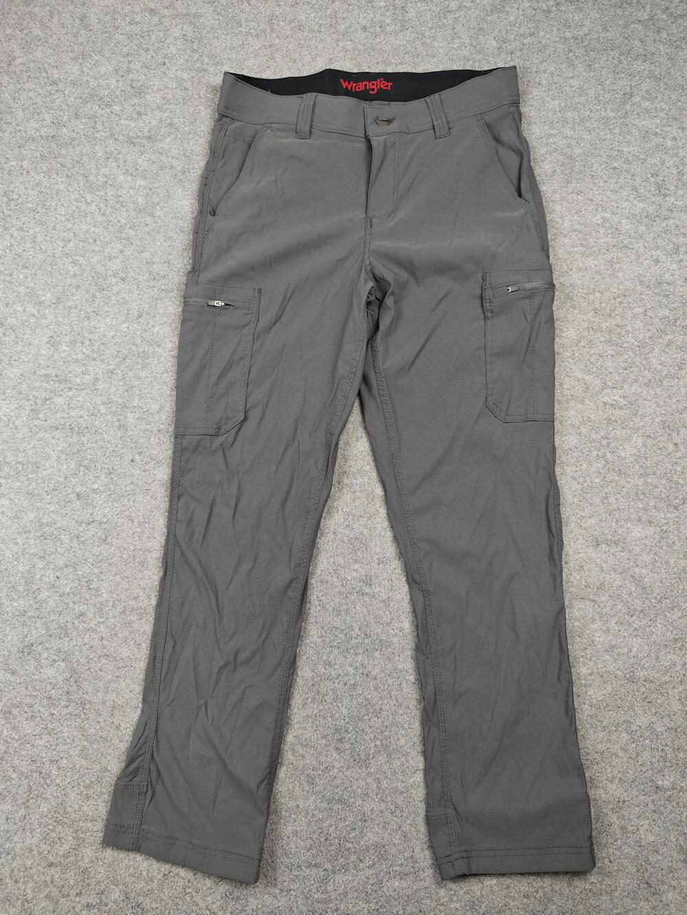 Wrangler Pants Mens 32 Gray Cargo Stretch Nylon Microfiber Pockets Zip